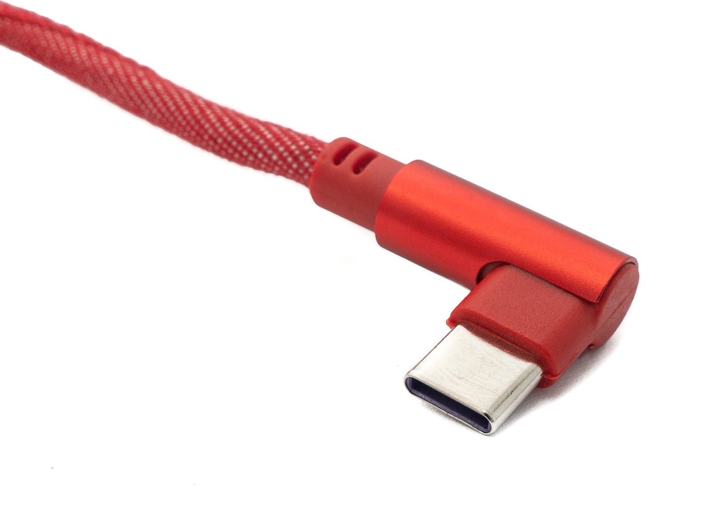 SYSTEM-S USB 3.1 Kabel 100cm Typ C Stecker zu 3.0 Typ A Stecker geflochten Winkel in Rot