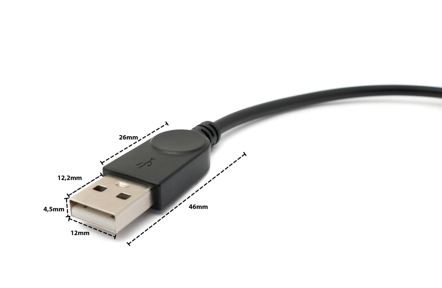 SYSTEM-S USB 3.1 U-snúnings 180° kapall, 30 cm, gerð C karlkyns í 2.0 gerð A karlkyns, hornréttur, svartur