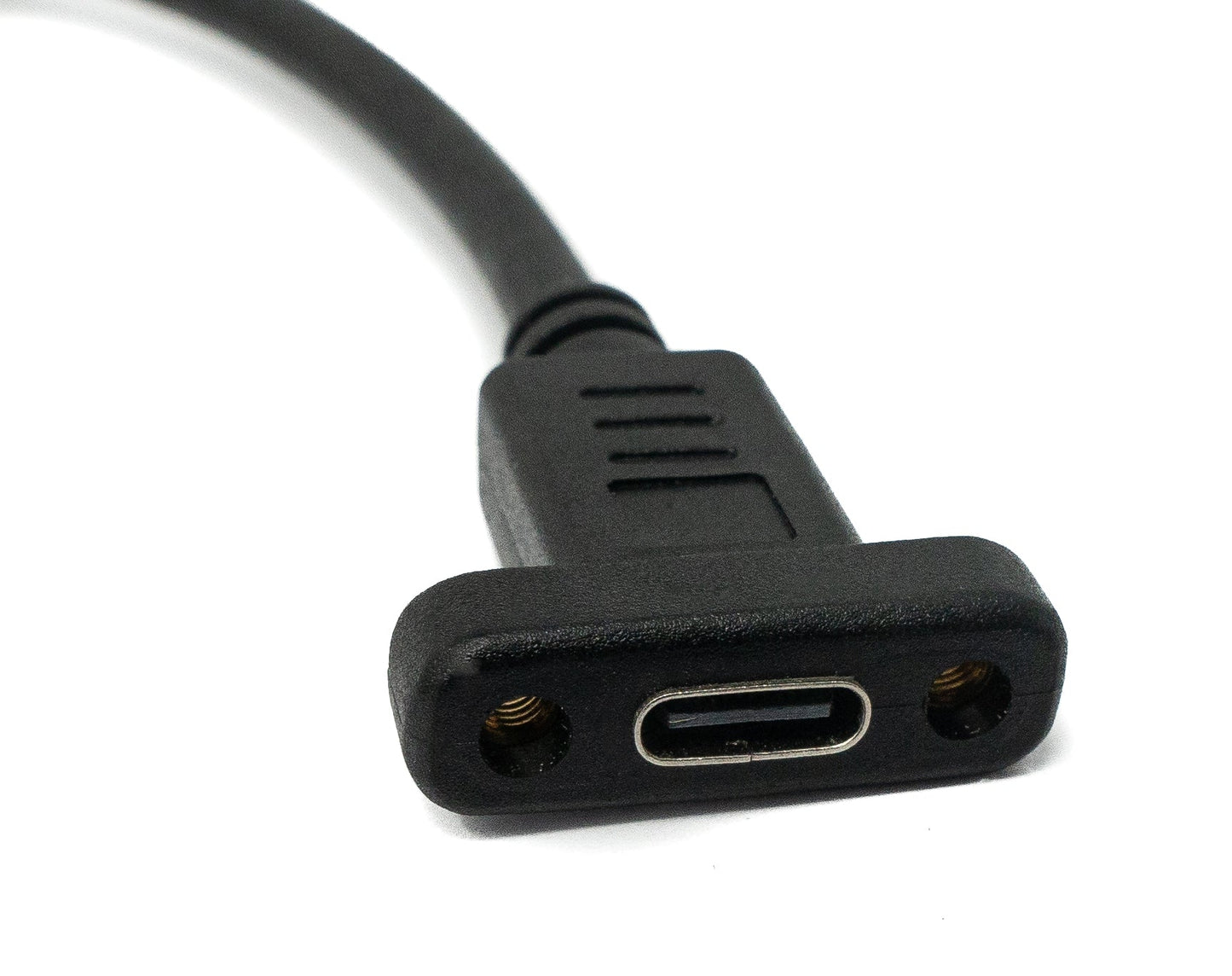 SYSTEM-S USB 3.1 Gen 2 snúra 30 cm Type C karlkyns í kvenkyns skrúfusnúningur svartur