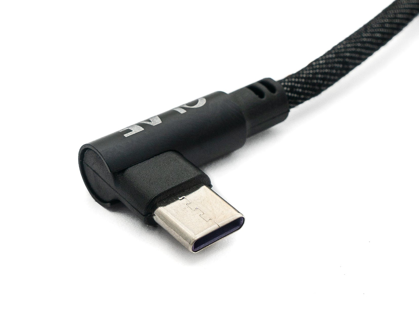 SYSTEM-S USB 3.1 Kabel 100cm Typ C Stecker zu 3.0 Typ A Stecker geflochten Winkel Schwarz