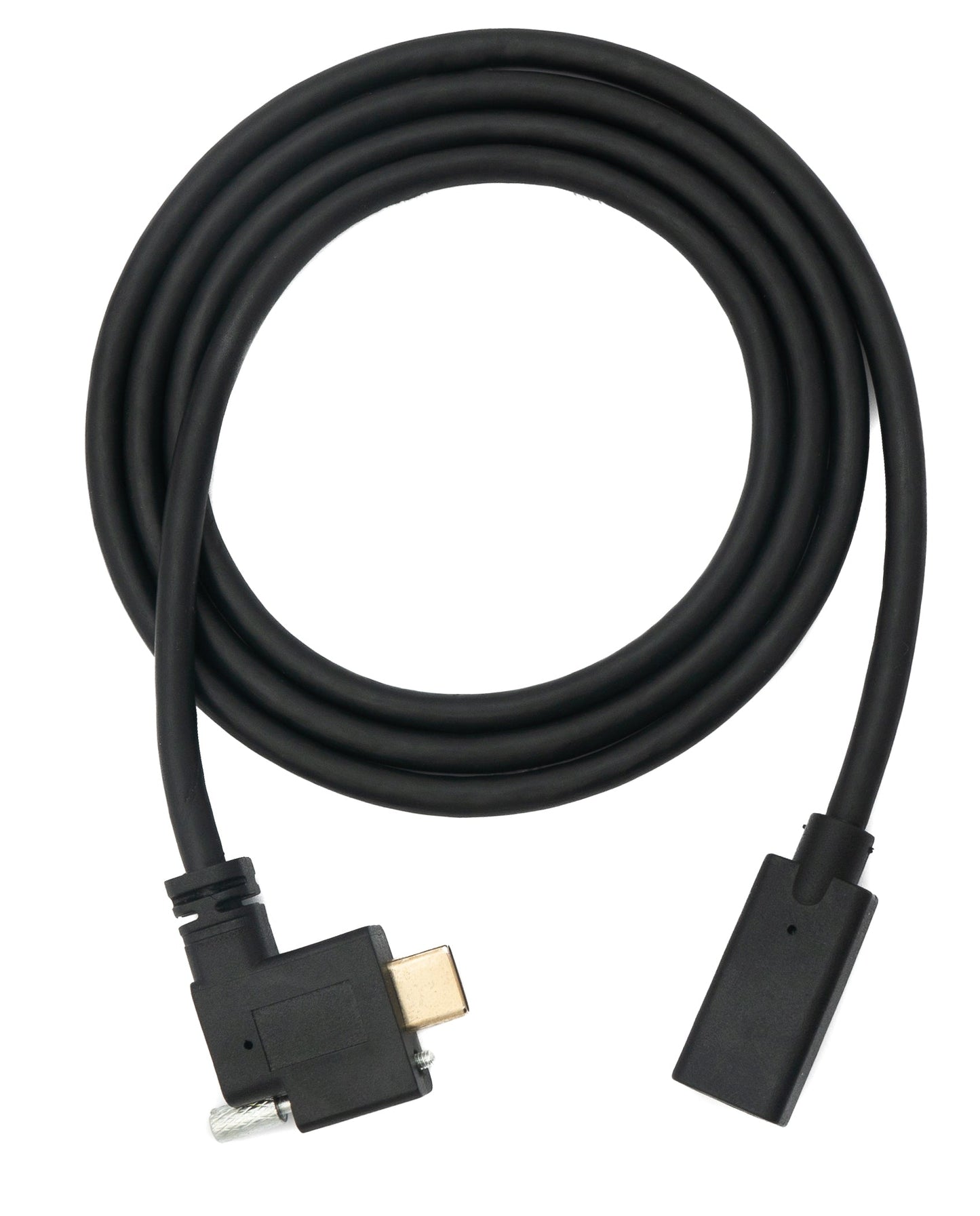 SYSTEM-S USB 3.1 Kabel 100 cm Typ C Stecker zu Buchse Schraube Winkel in Schwarz