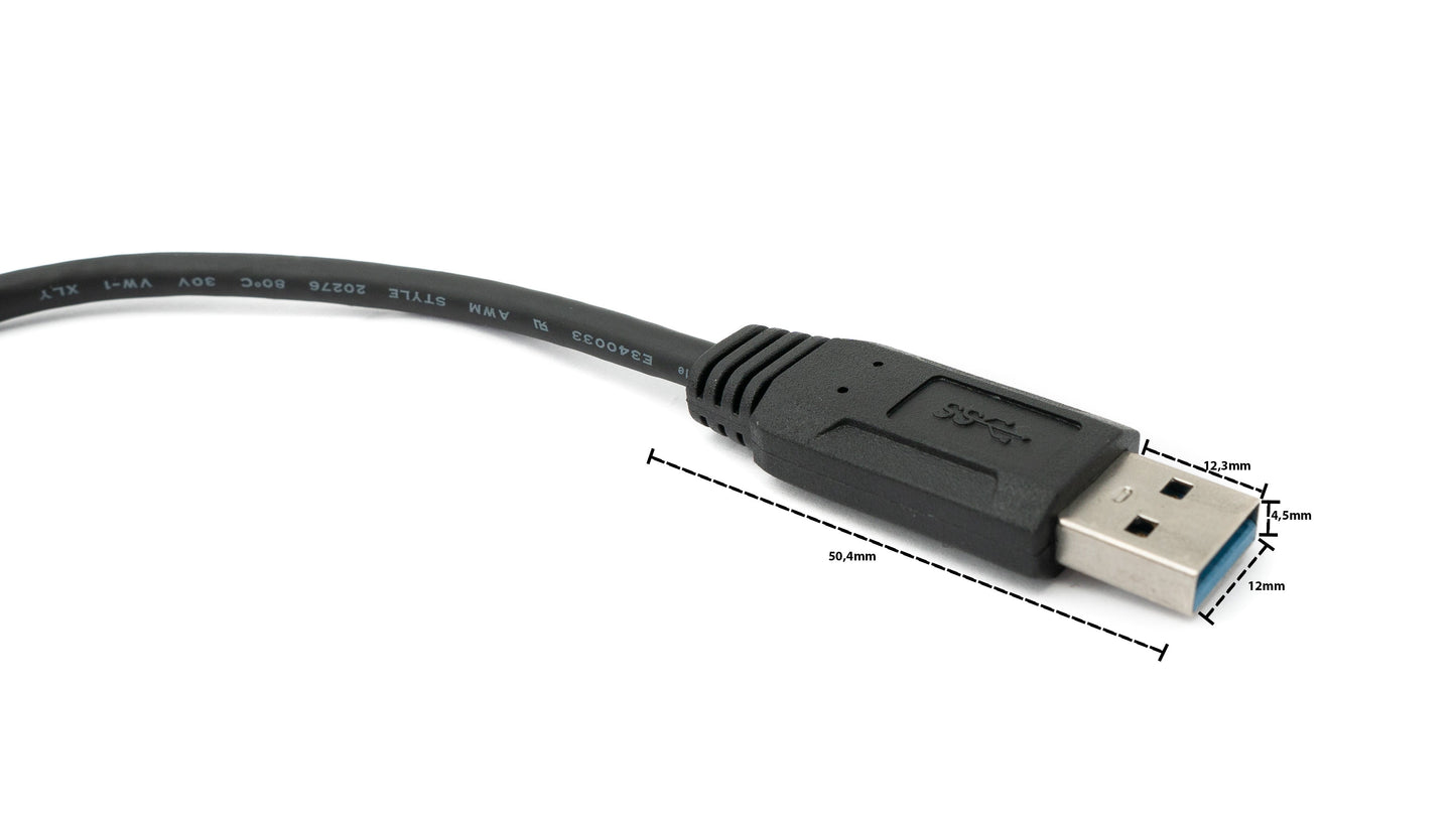 SYSTEM-S USB 3.0 cable 30 cm Micro B plug to Type A plug screw angle in black