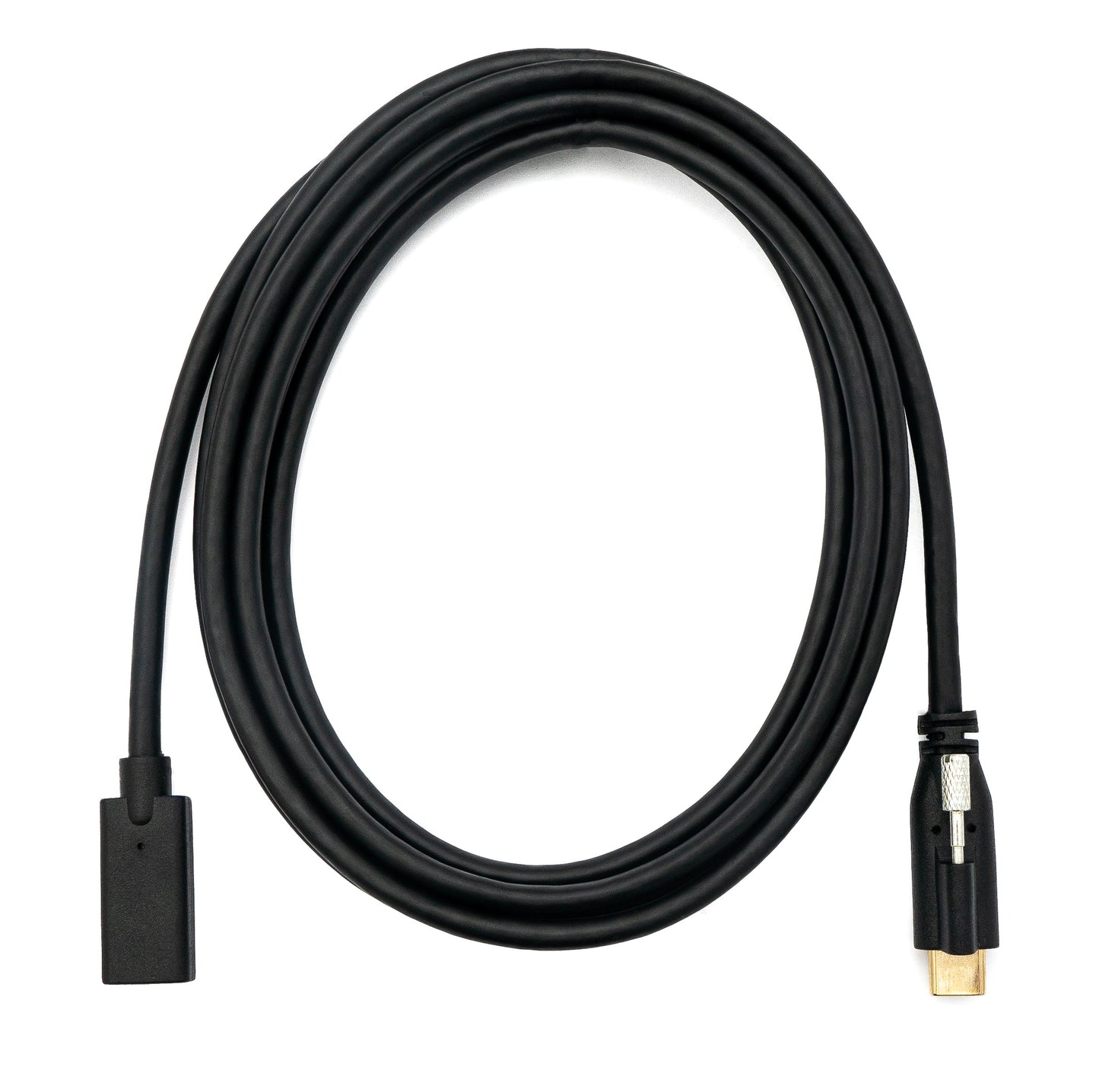 SYSTEM-S USB 3.1 snúra 2 m Tegund C karlkyns í kvenkyns skrúfusnúningur svartur