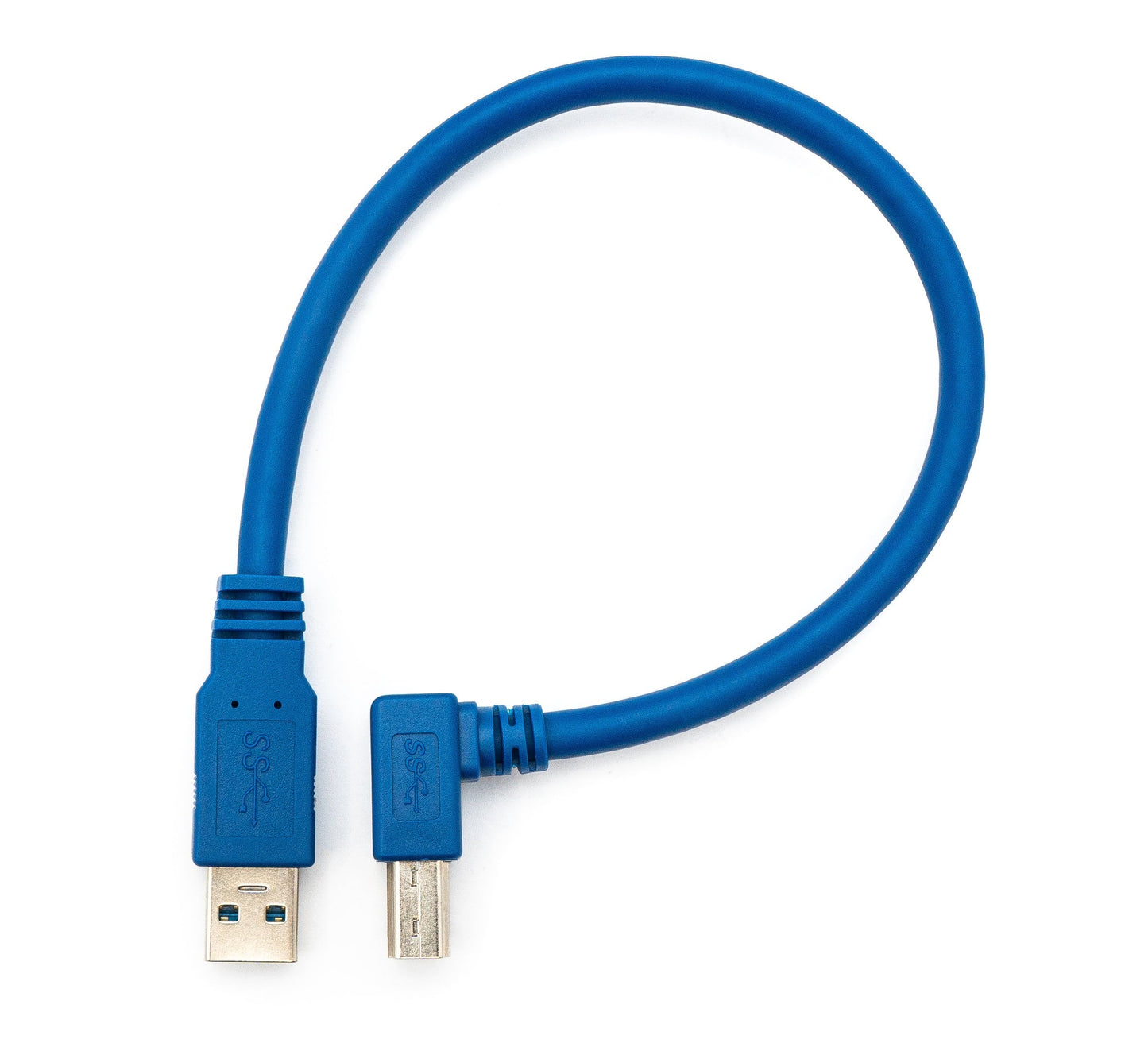 SYSTEM-S USB 3.0 Kabel 30 cm Typ B Stecker zu Typ A Stecker Winkel in Blau