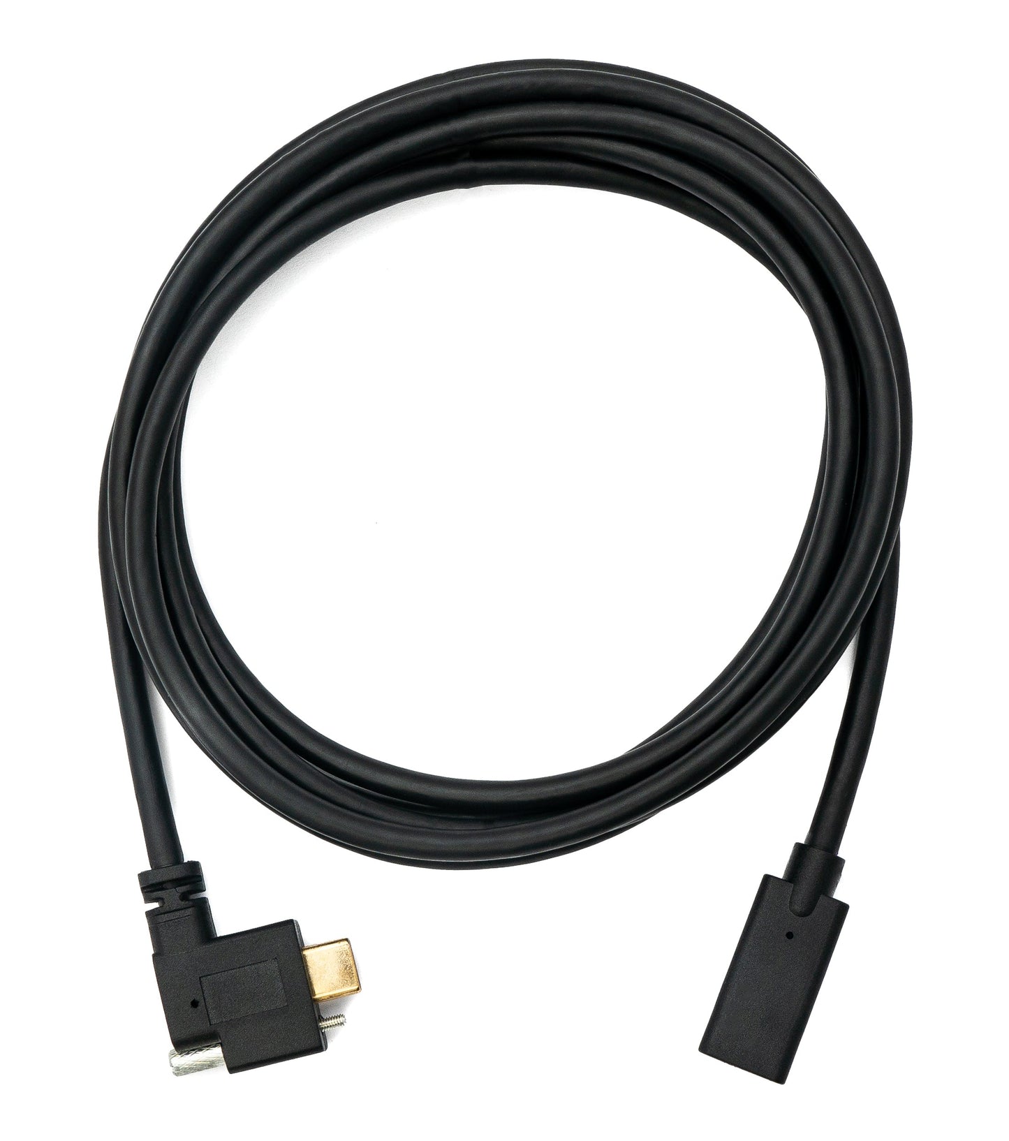 SYSTEM-S USB 3.1 Kabel 200 cm Typ C Stecker zu Buchse Schraube Winkel in Schwarz
