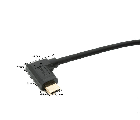 SYSTEM-S USB 3.1 Gen 2 cable 60 cm Type C male to female angled in black
