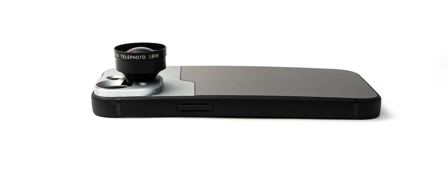 SYSTEM-S Zoom Linse 3x Tele Objektiv Filter mit Hülle in Schwarz für iPhone 13