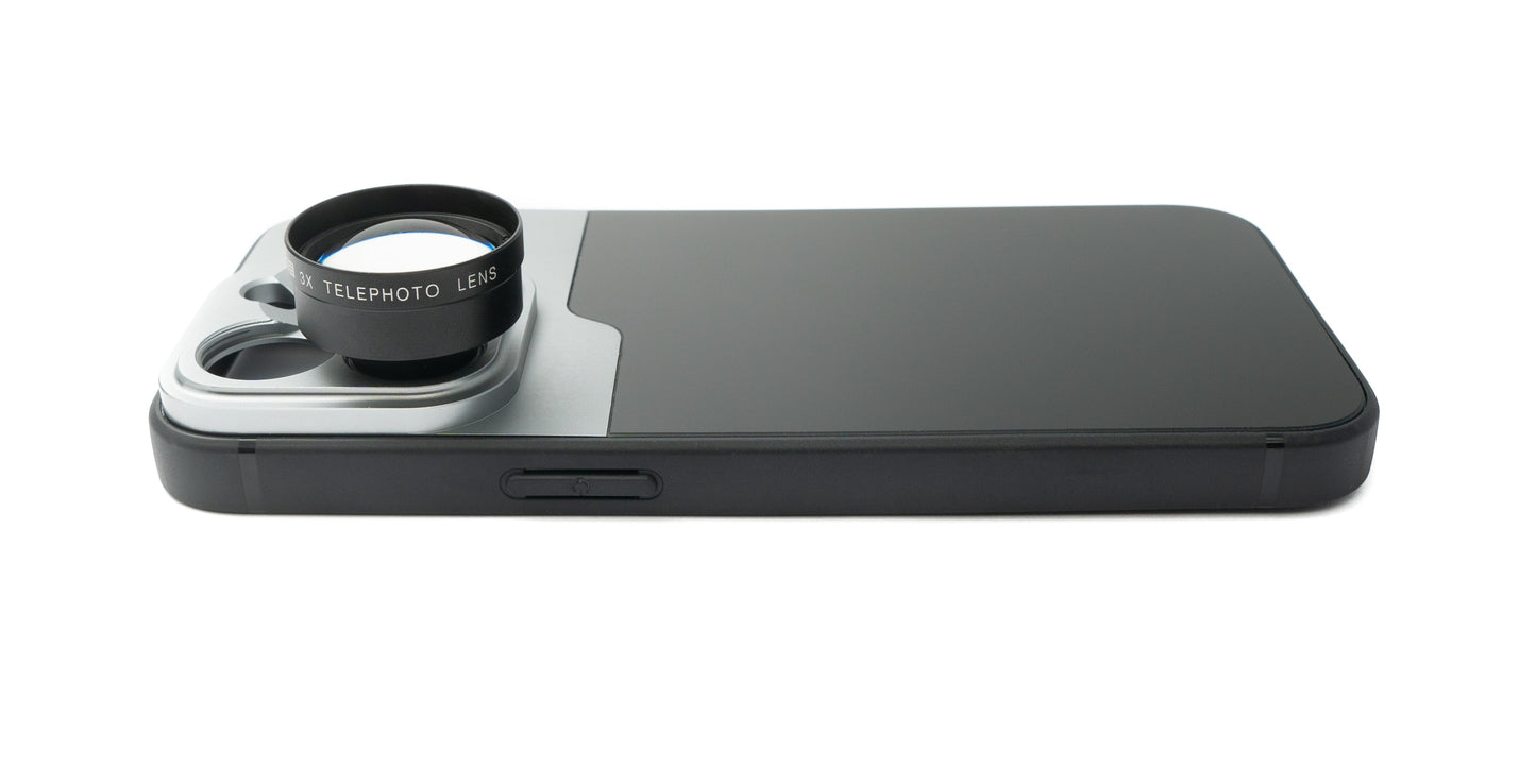 SYSTEM-S Zoom Linse 3x Tele Objektiv Filter mit Hülle in Schwarz für iPhone 13 Pro