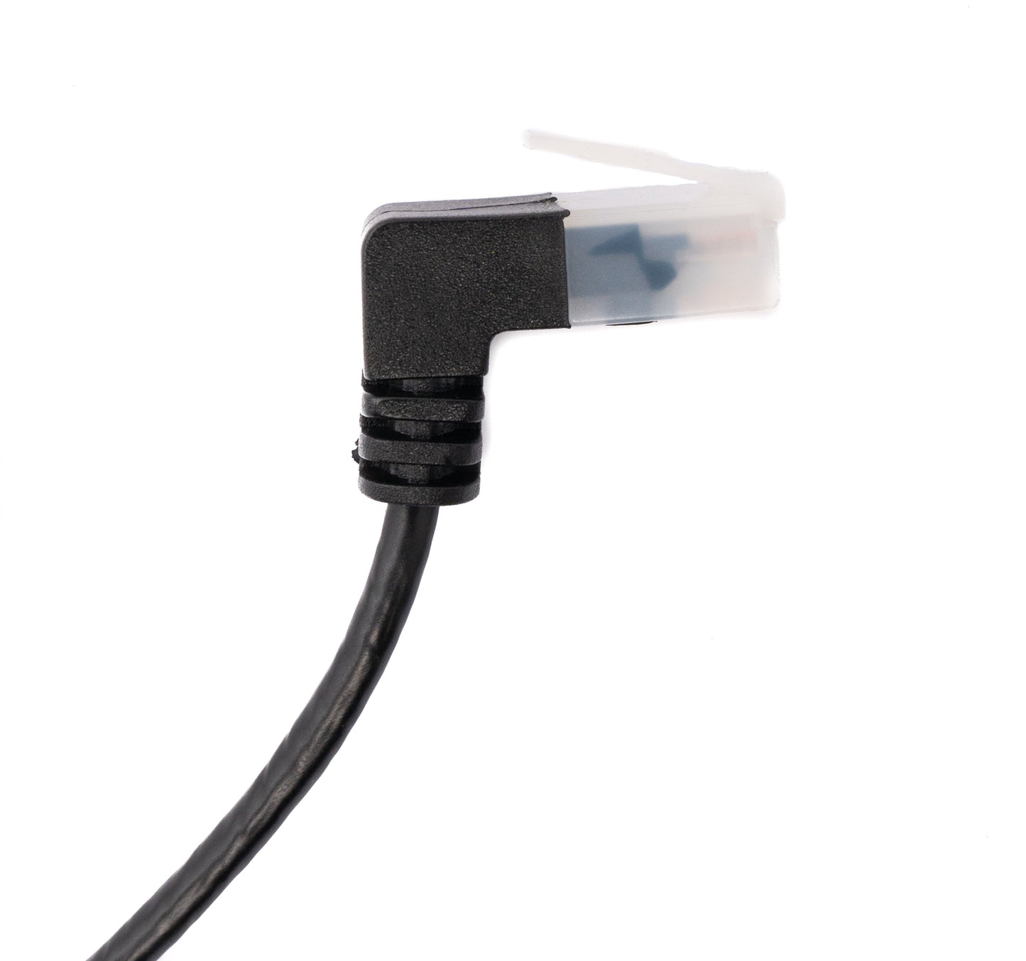 SYSTEM-S LAN snúra 25 cm RJ45 8P8C STP Cat6 tengi í tengi, hornrétt, svart