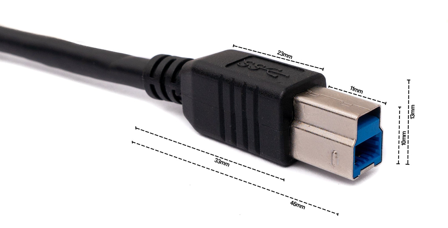 SYSTEM-S USB 3.0 Kabel 8 m Typ B Stecker zu Typ A Stecker in Schwarz