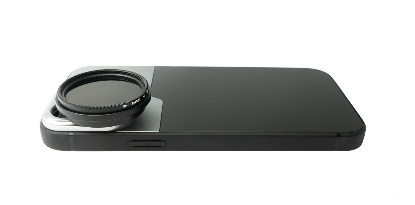 SYSTEM-S ND Vario sía 37 mm 2 til 4000 hlutlaus þéttleiki með hulstri fyrir iPhone 13 Pro Max