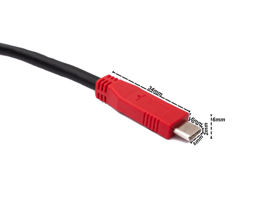 SYSTEM-S USB 3.1 einhliða snúra 8 m Tegund C karlkyns í karlkyns endurtekning í svörtu