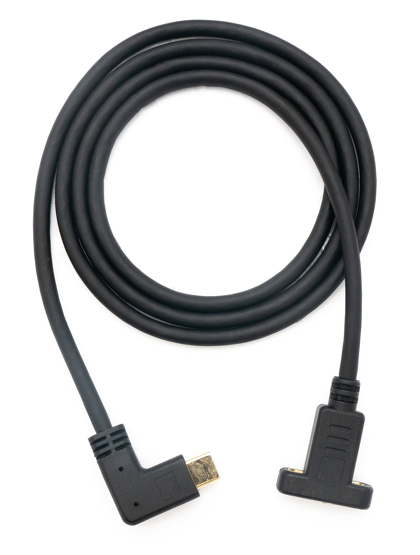 SYSTEM-S USB 3.1 snúra 100 cm Type C karlkyns í kvenkyns skrúfuhornssnúra í svörtu