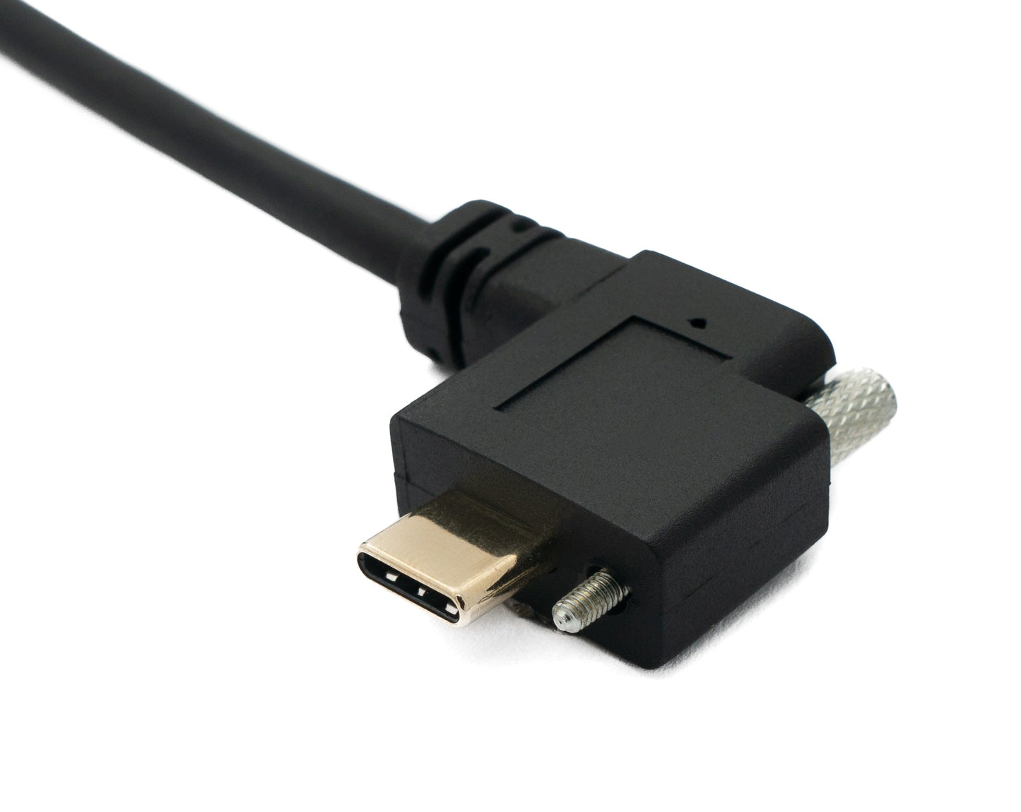 SYSTEM-S USB 3.1 snúra 60 cm Type C karlkyns í kvenkyns skrúfuhornssnúra í svörtu