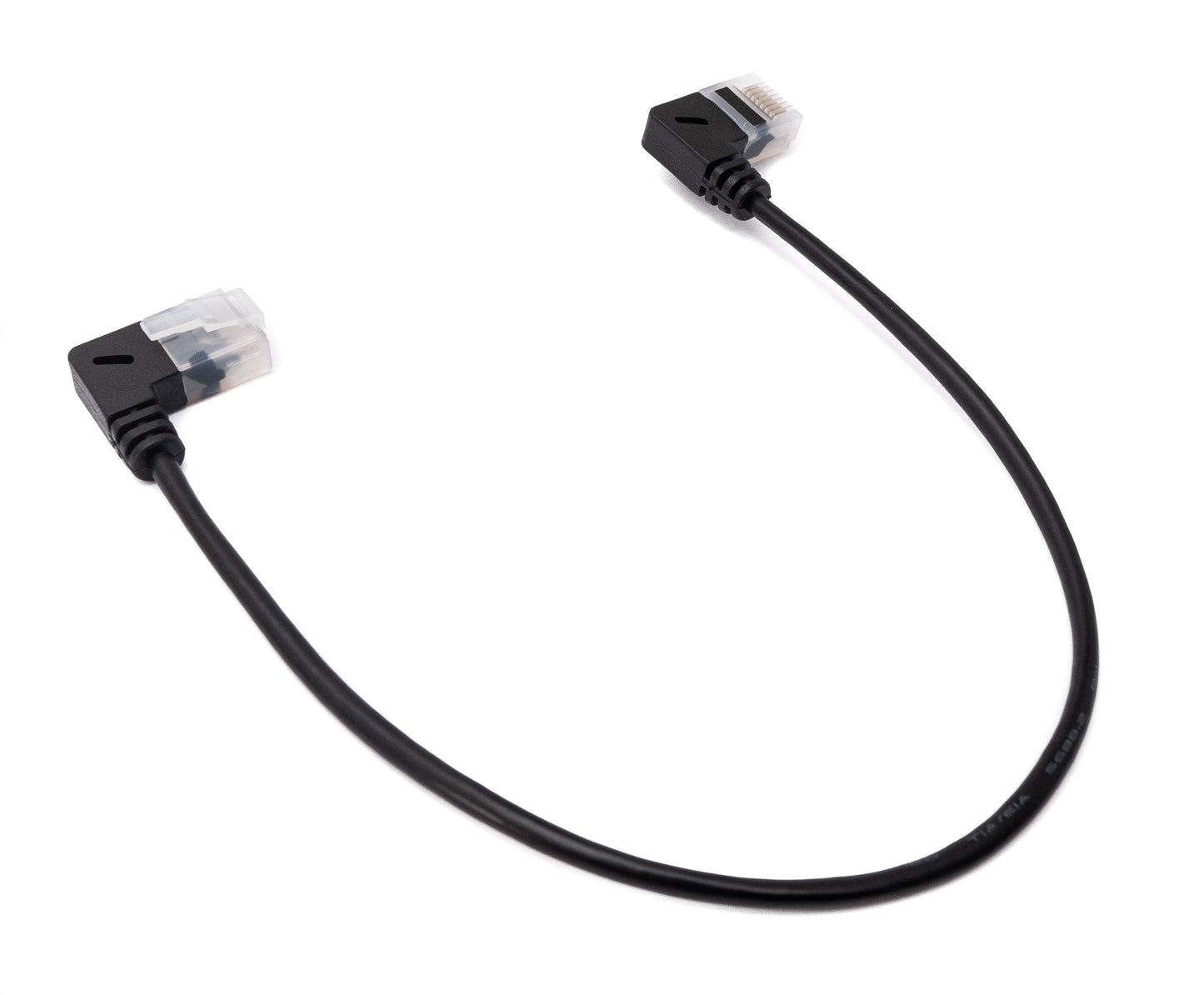 SYSTEM-S LAN snúra 25 cm RJ45 8P8C STP Cat6 tengi í tengi, hornrétt, svart