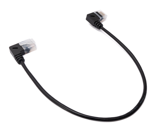 SYSTEM-S LAN snúra 25 cm RJ45 8P8C STP Cat6 tengi í tengi, hornrétt, svart