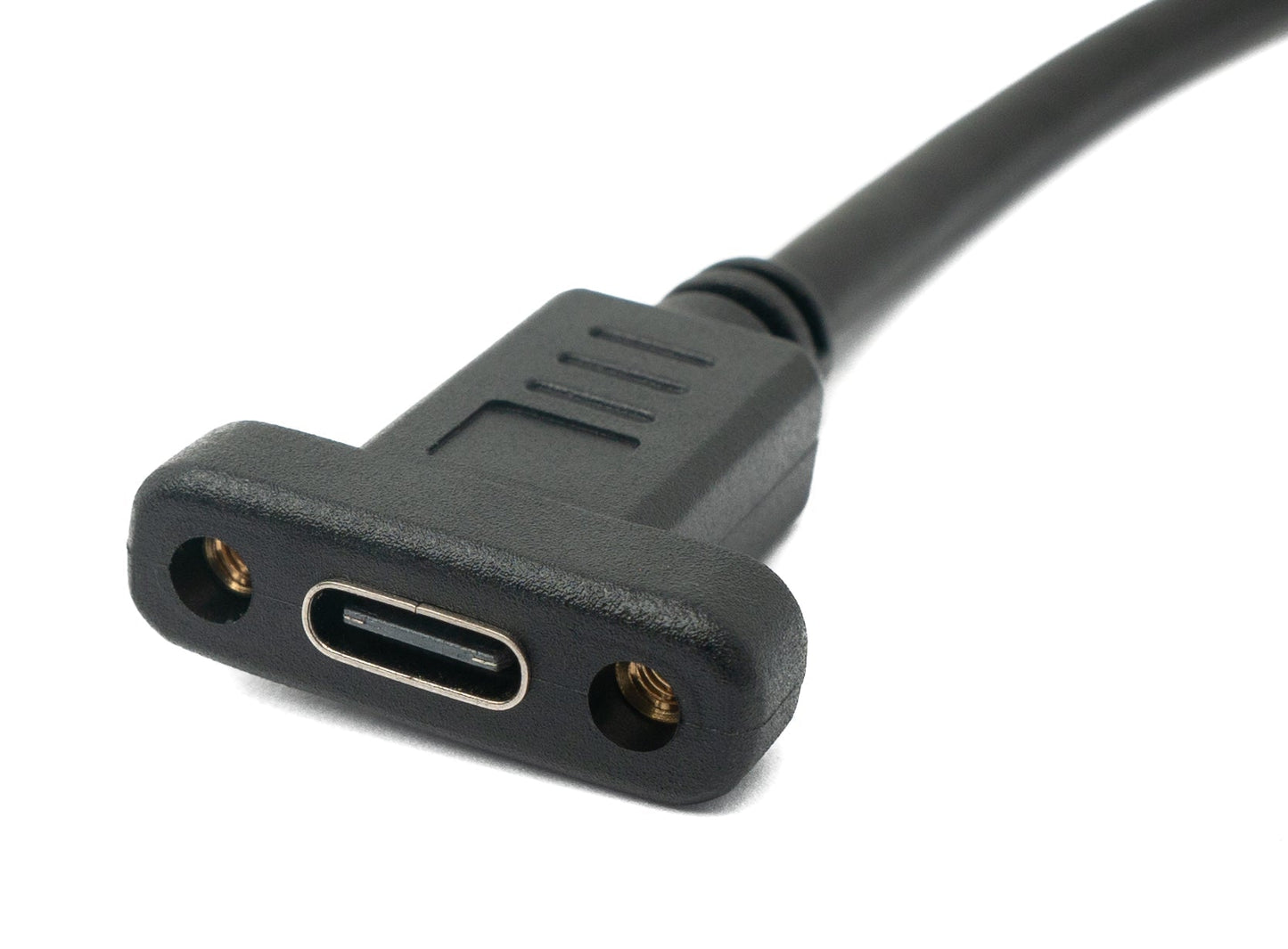 SYSTEM-S USB 3.1 snúra 30 cm Type C karlkyns í kvenkyns skrúfuhorn millistykki í svörtu