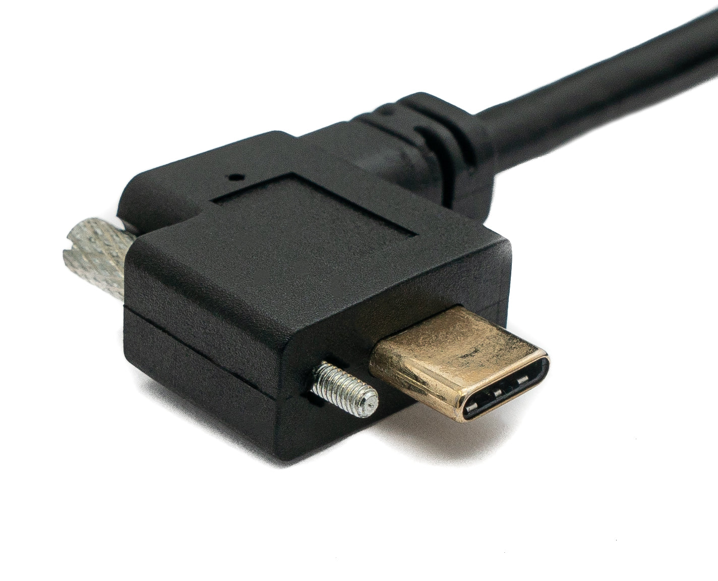 SYSTEM-S USB 3.1 snúra 2 m Type C karlkyns í kvenkyns skrúfuhornssnúra í svörtu