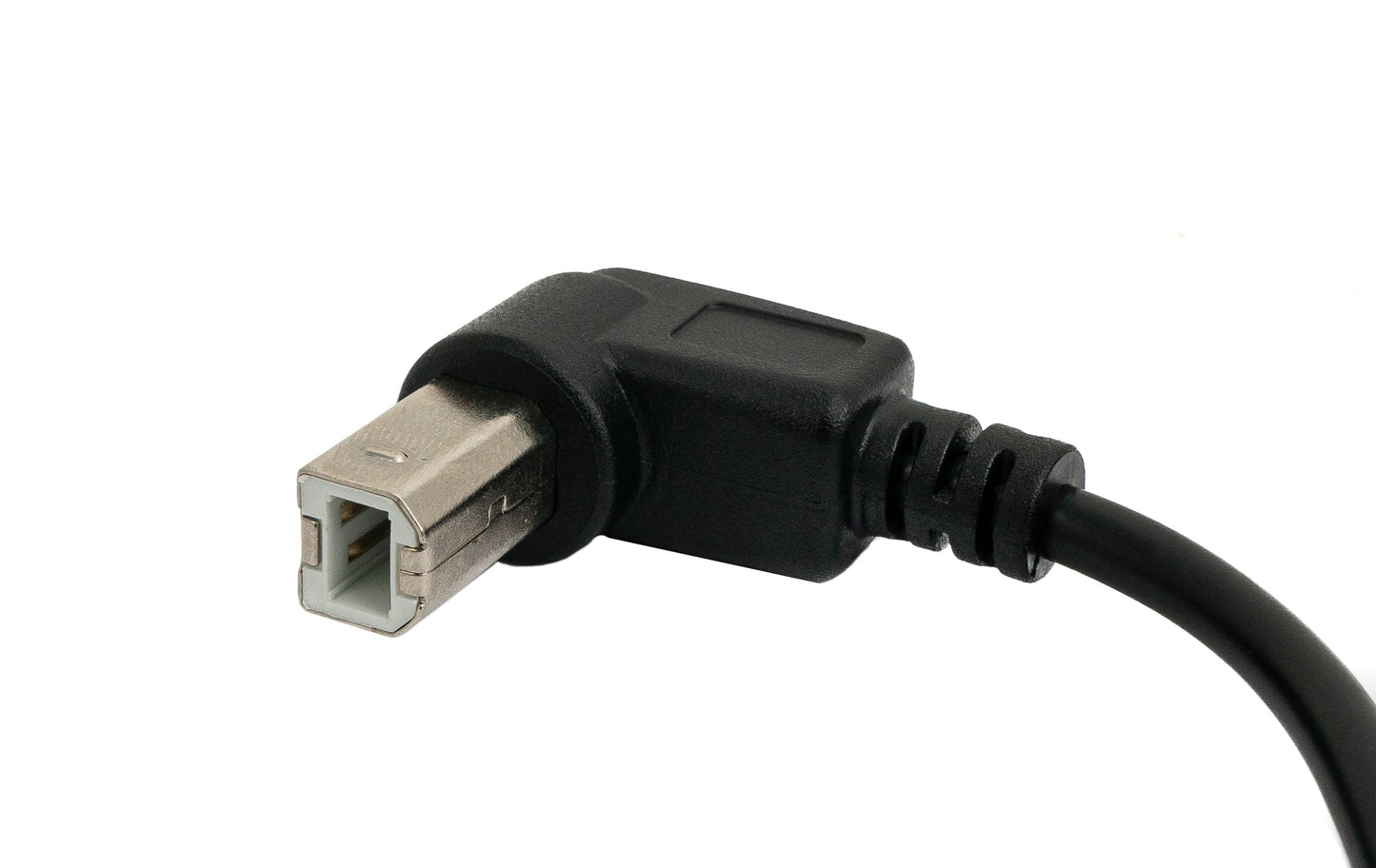 SYSTEM-S USB 2.0 snúra 100 cm af gerðinni B karlkyns í A karlkyns, vinklaður í svörtu
