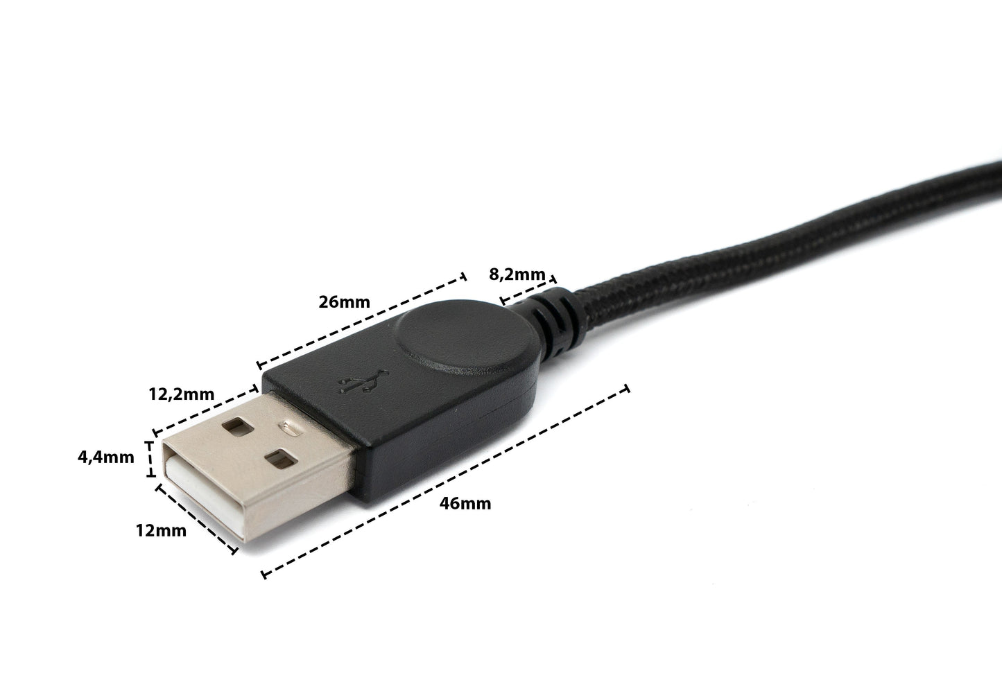 SYSTEM-S USB 3.1 U Turn 180° cable 150 cm Type C plug to 2.0 Type A plug braided