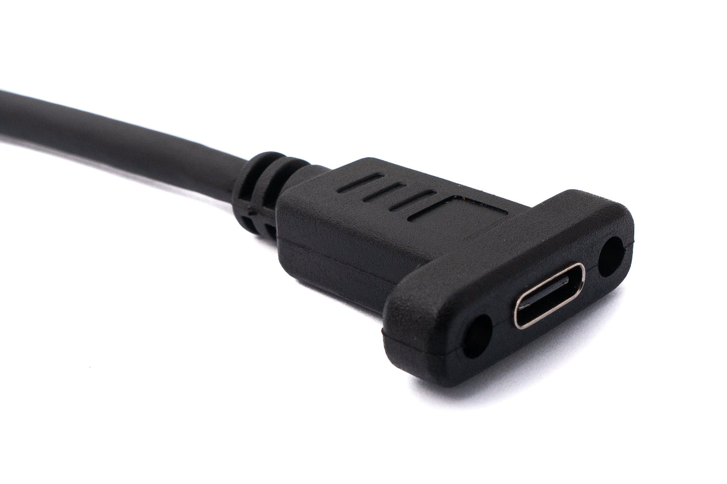 SYSTEM-S USB 3.1 Kabel 100 cm Typ C Stecker zu Buchse Schraube Winkel in Schwarz