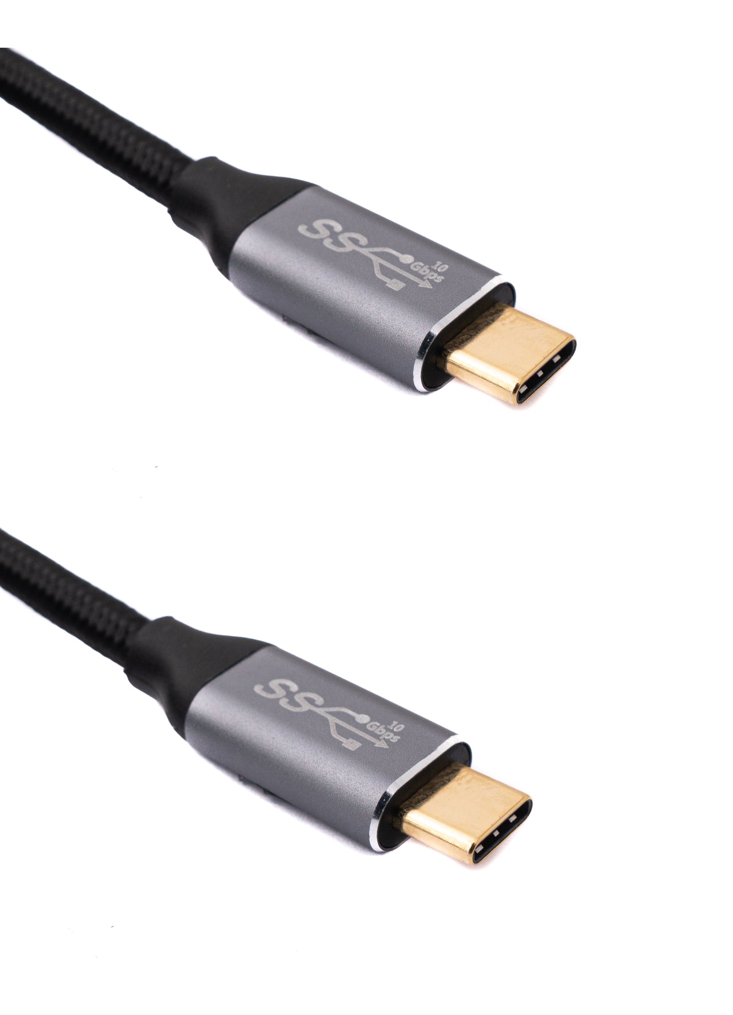 SYSTEM-S USB 3.1 Gen 2 snúra, 3 m, karlkyns í karlkyns fléttuð í svörtu.