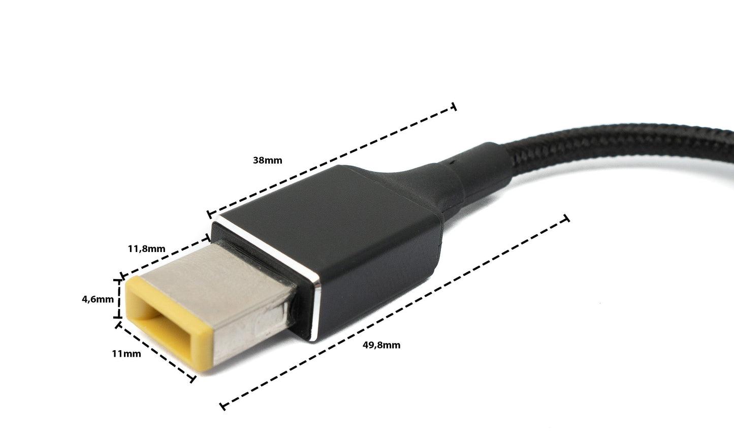 SYSTEM-S USB 3.1 snúra 16 cm Type C kvenkyns í rétthyrndan 11,0 x 4,5 mm karlkyns fléttaðan