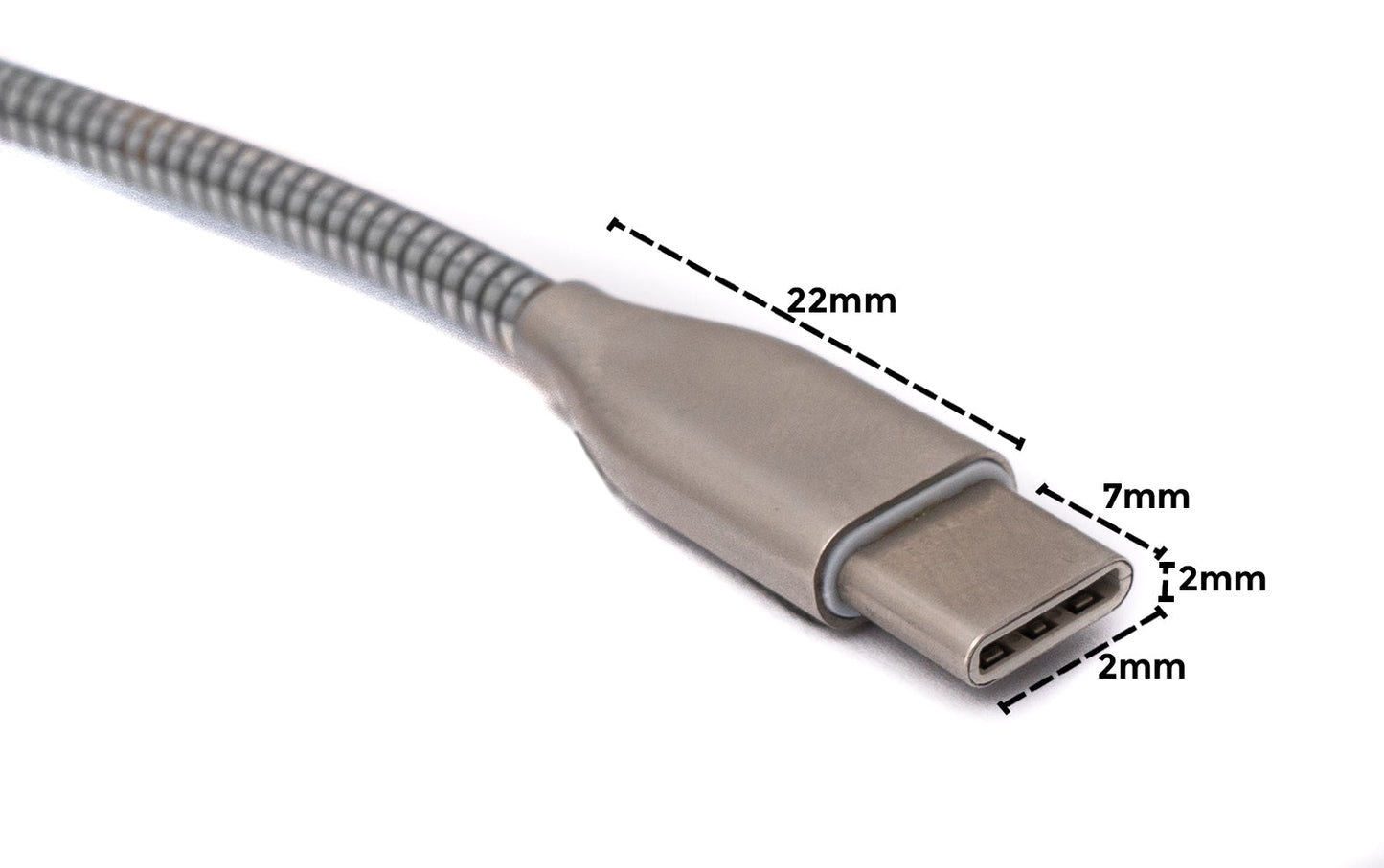 SYSTEM-S USB 3.1 snúra 100cm Tegund C karlkyns í 2.0 Tegund A kvenkyns málmfjaður grár