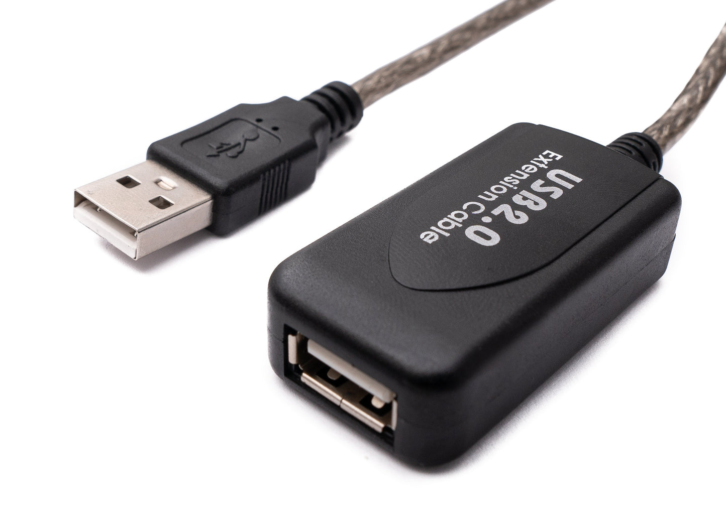 SYSTEM-S USB 2.0 snúra 20 m Tegund A karlkyns í kvenkyns snúra í gráum