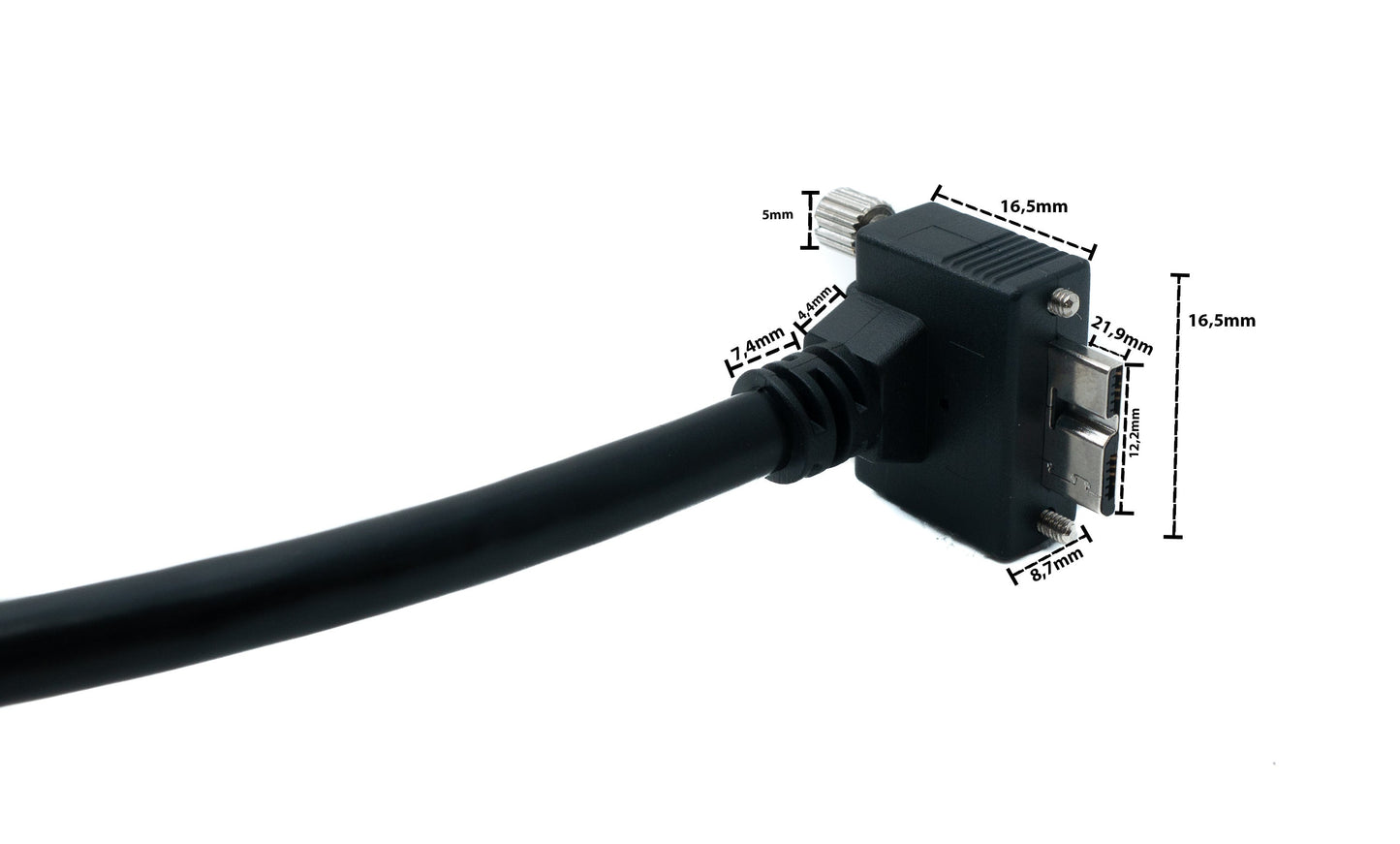 SYSTEM-S USB 3.0 cable 5 m Micro B plug to Type A plug screw angle in black