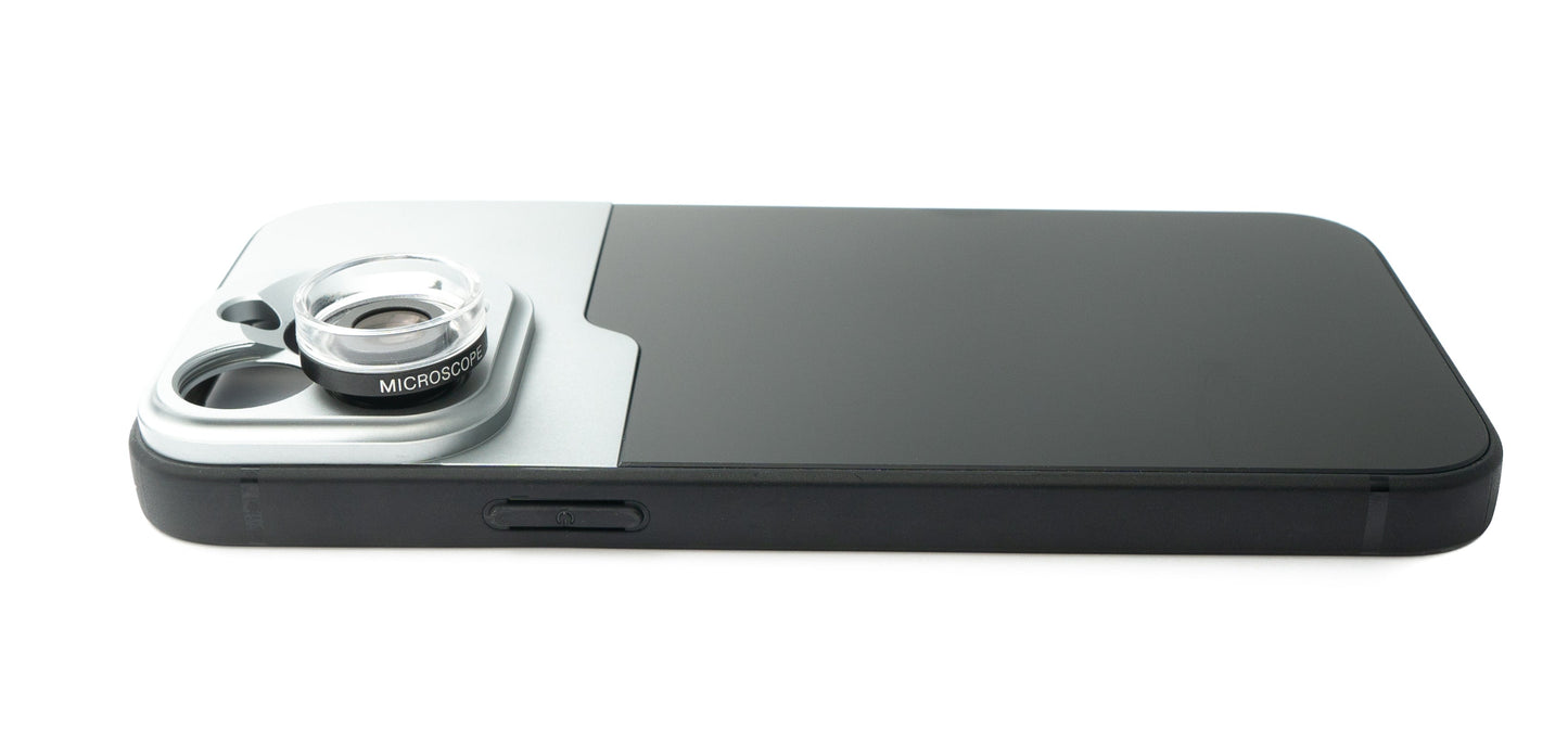 SYSTEM-S Makro Linse 30x Mikroskop Filter mit Hülle in Schwarz für iPhone 13 Pro Max
