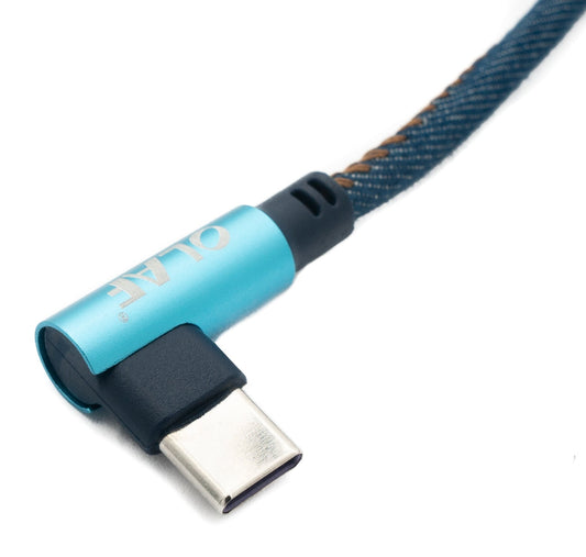 SYSTEM-S USB 3.1 snúra 100 cm Tegund C tengi Tegund A tengi fléttaður vinkill í bláu