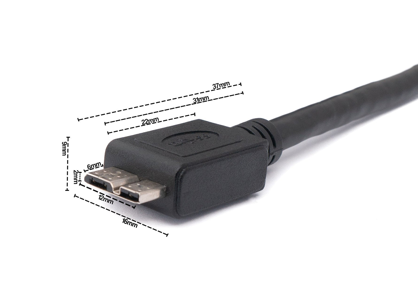 SYSTEM-S USB 3.0 Kabel 8 m Micro B Stecker zu Typ A Stecker in Schwarz