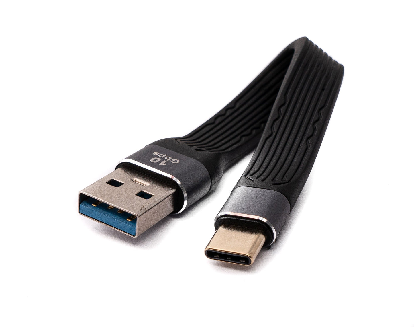 SYSTEM-S USB 3.1 Gen 2 snúra 13 cm Type C tengi í 3.0 A tengi flatt sveigjanlegt