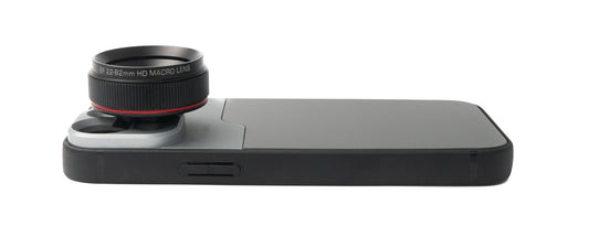 SYSTEM-S Macro Lens 1.1x to 2.8x Filter with Case in Black for iPhone 13 Mini