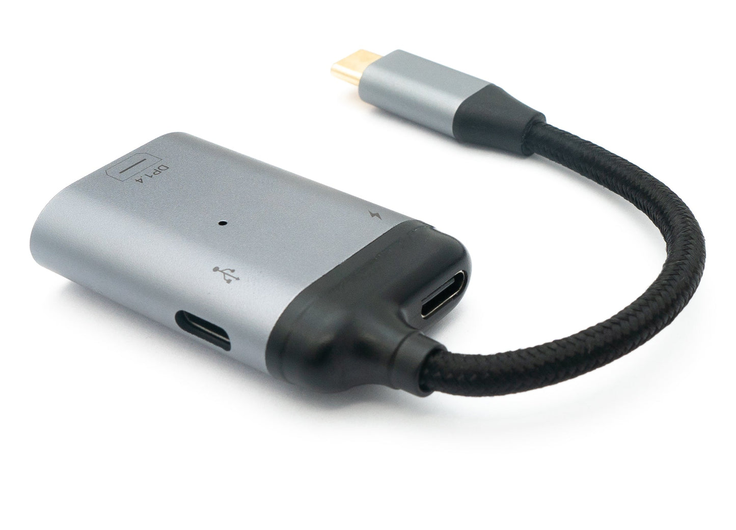 SYSTEM-S 3-in-1 adapter Mini DP 1.4 female & 2x USB 3.1 Type C female to Type C male gray
