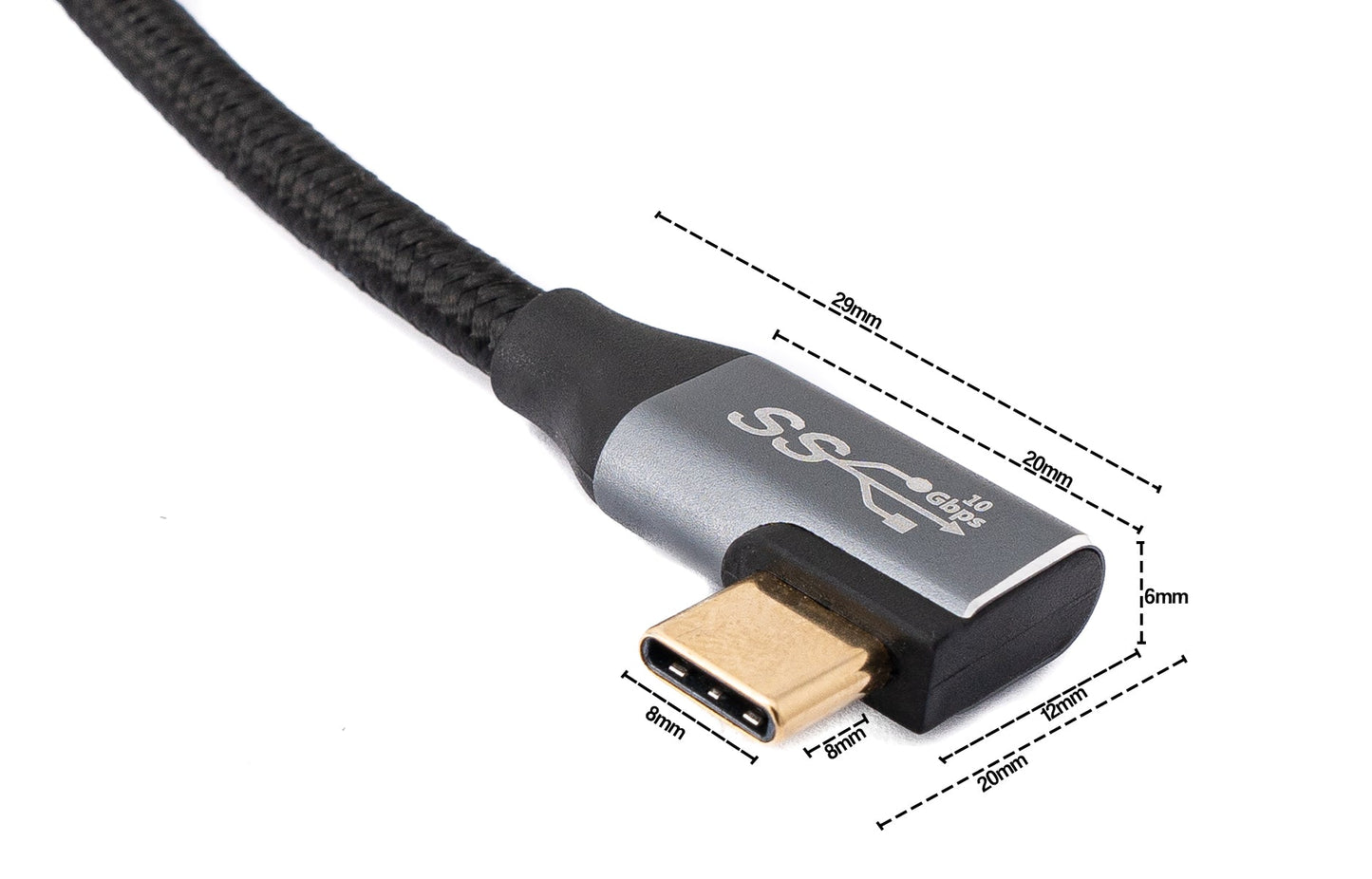 SYSTEM-S USB 3.1 Gen 2 100W snúra 100 cm Tegund C karlkyns í karlkyns, fléttuð, svört