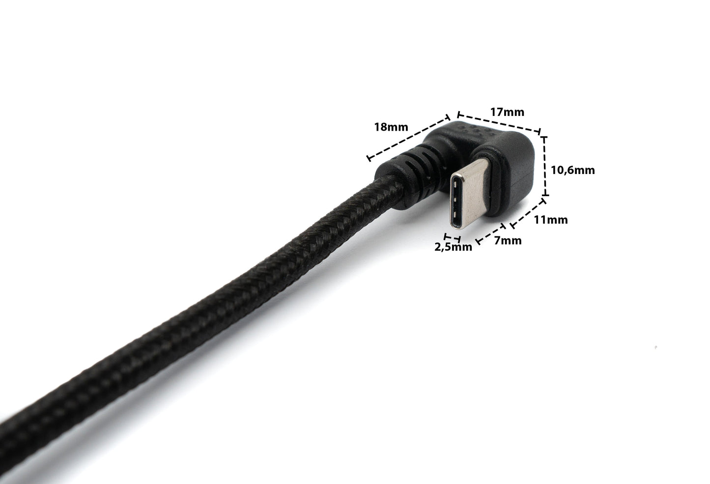 SYSTEM-S USB 3.1 U Turn 180° cable 150 cm Type C plug to 2.0 Type A plug braided