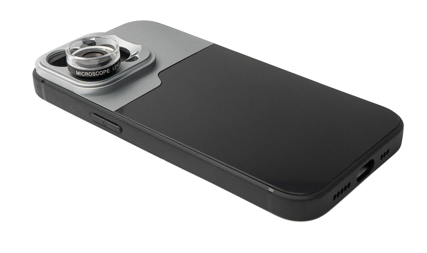 SYSTEM-S Makro Linse 30x Mikroskop Filter mit Hülle in Schwarz für iPhone 13 Pro