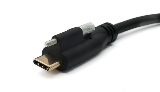 SYSTEM-S USB 3.1 snúra 30 cm Type C karlkyns í kvenkyns skrúfumillistykki í svörtu