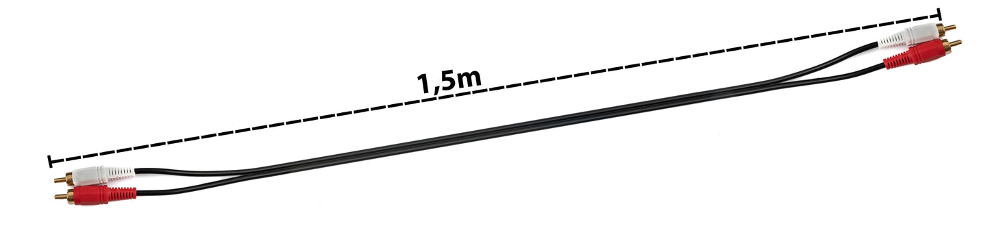 SYSTEM-S Cinch 2 RCA snúra 1,5 m karlkyns í karlkyns stereó AV í svörtu