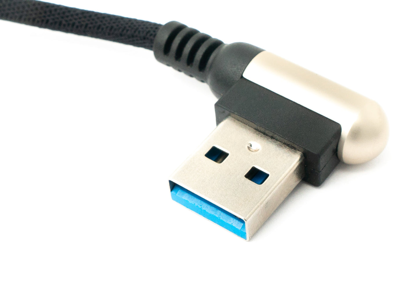 SYSTEM-S USB 3.1 snúra 100 cm Type C karlkyns í 3.0 Type A karlkyns fléttuð vinklaður svartur