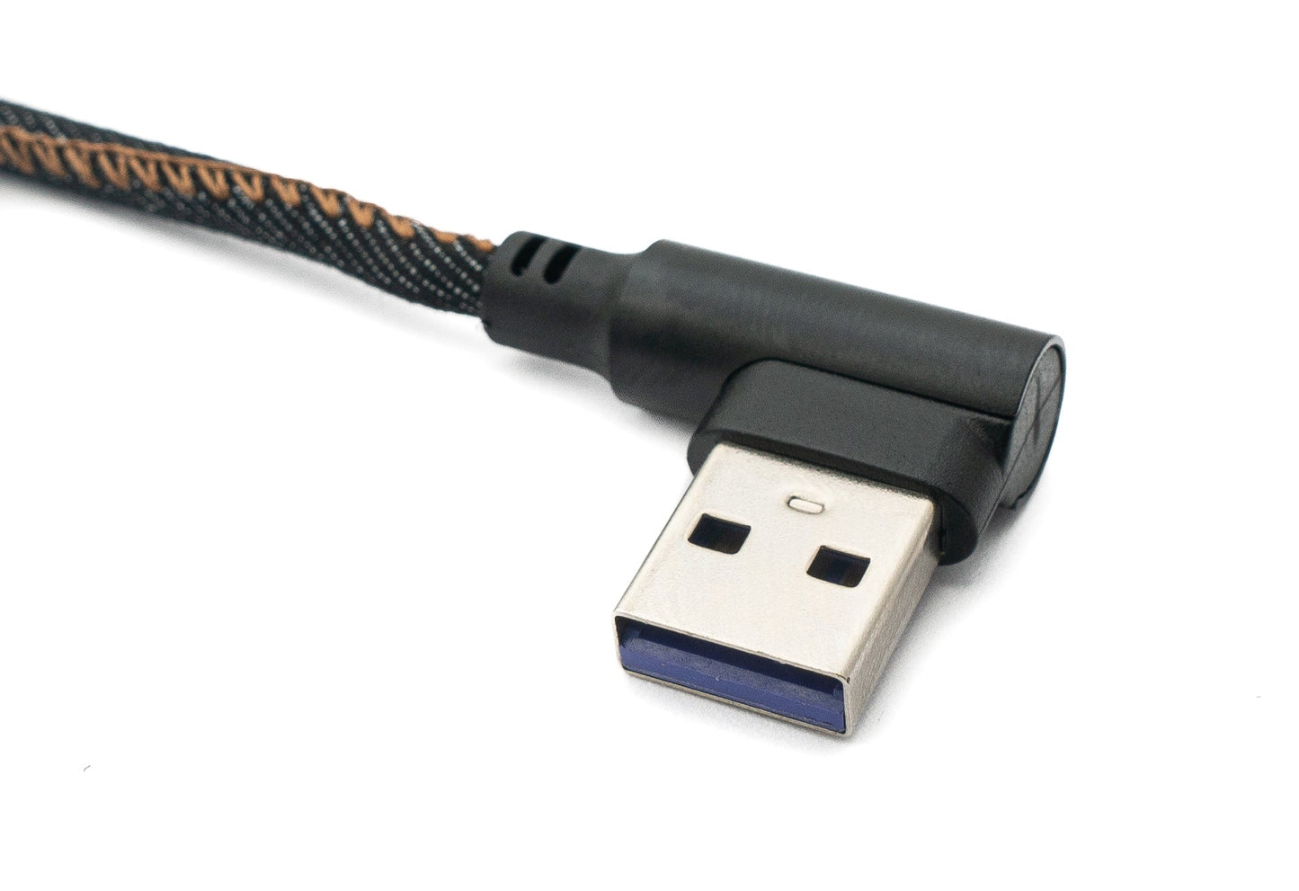 SYSTEM-S USB 3.1 Kabel 100cm Typ C Stecker zu 3.0 Typ A Stecker geflochten Winkel Schwarz