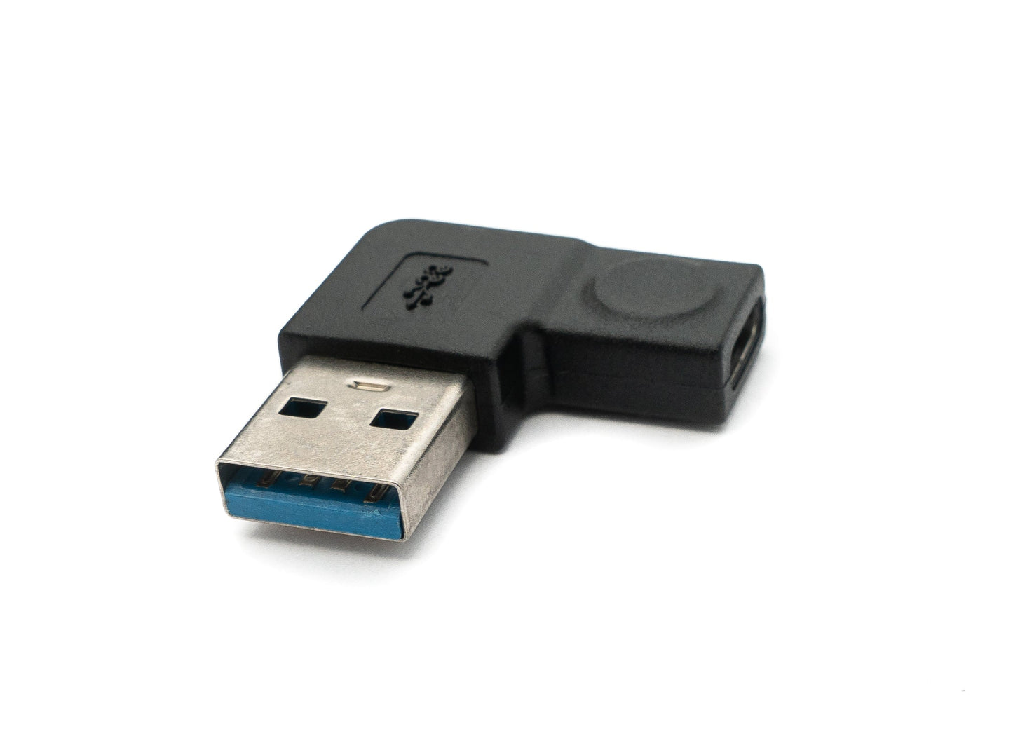 SYSTEM-S USB 3.1 millistykki af gerð C kvenkyns í 3.0 af gerð A karlkyns vinklaðan snúru í svörtu