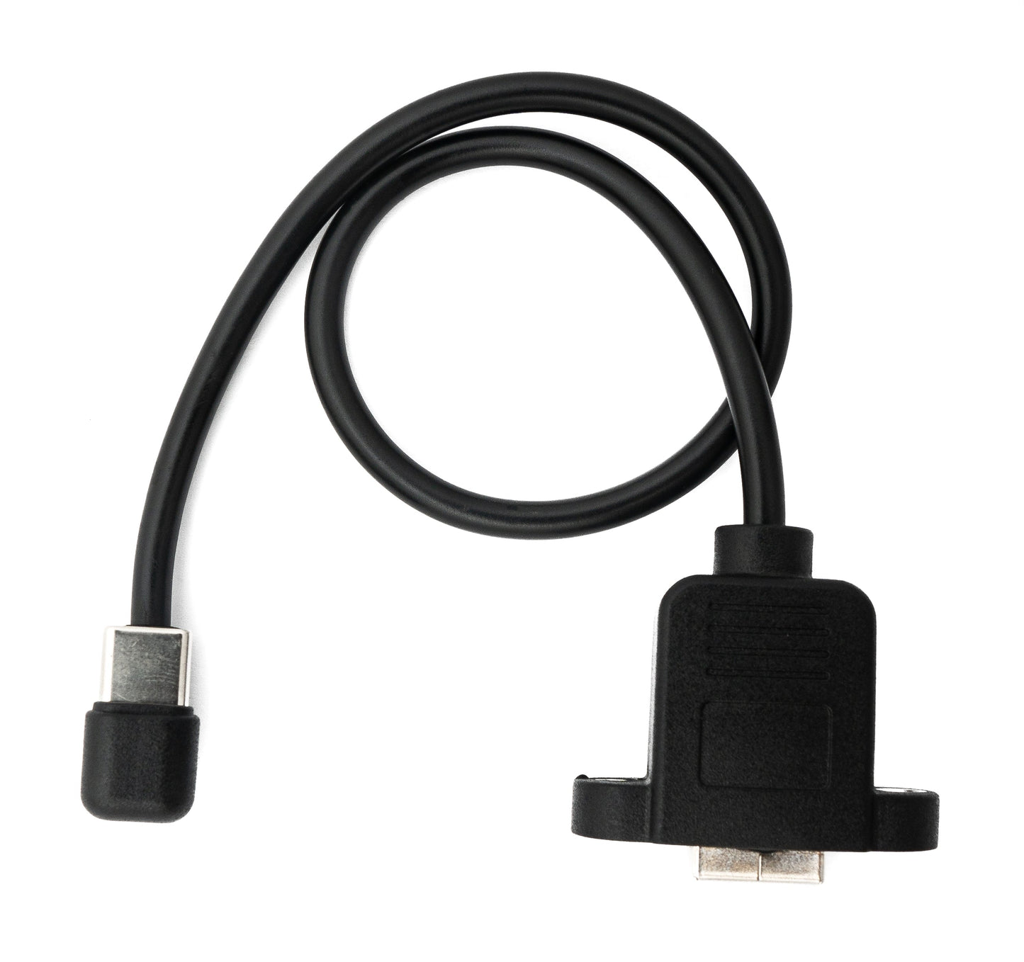 SYSTEM-S USB 3.1 Kabel 30 cm Typ C Stecker zu 2.0 Typ B Buchse 180° Winkel in Schwarz