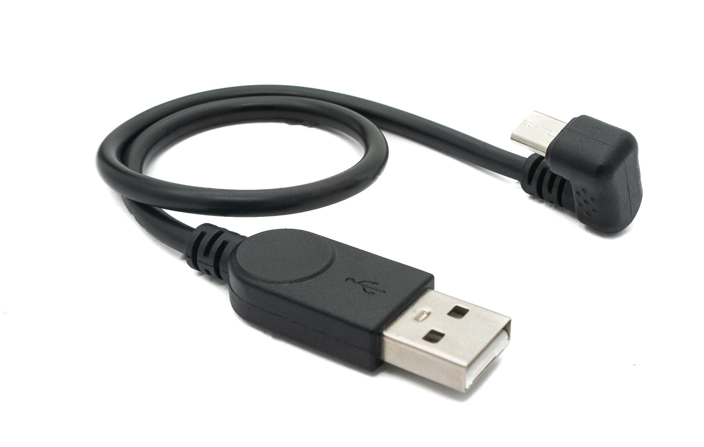 SYSTEM-S USB 2.0 snúra 30 cm Micro B tengi í Type A tengi 180° horn svart