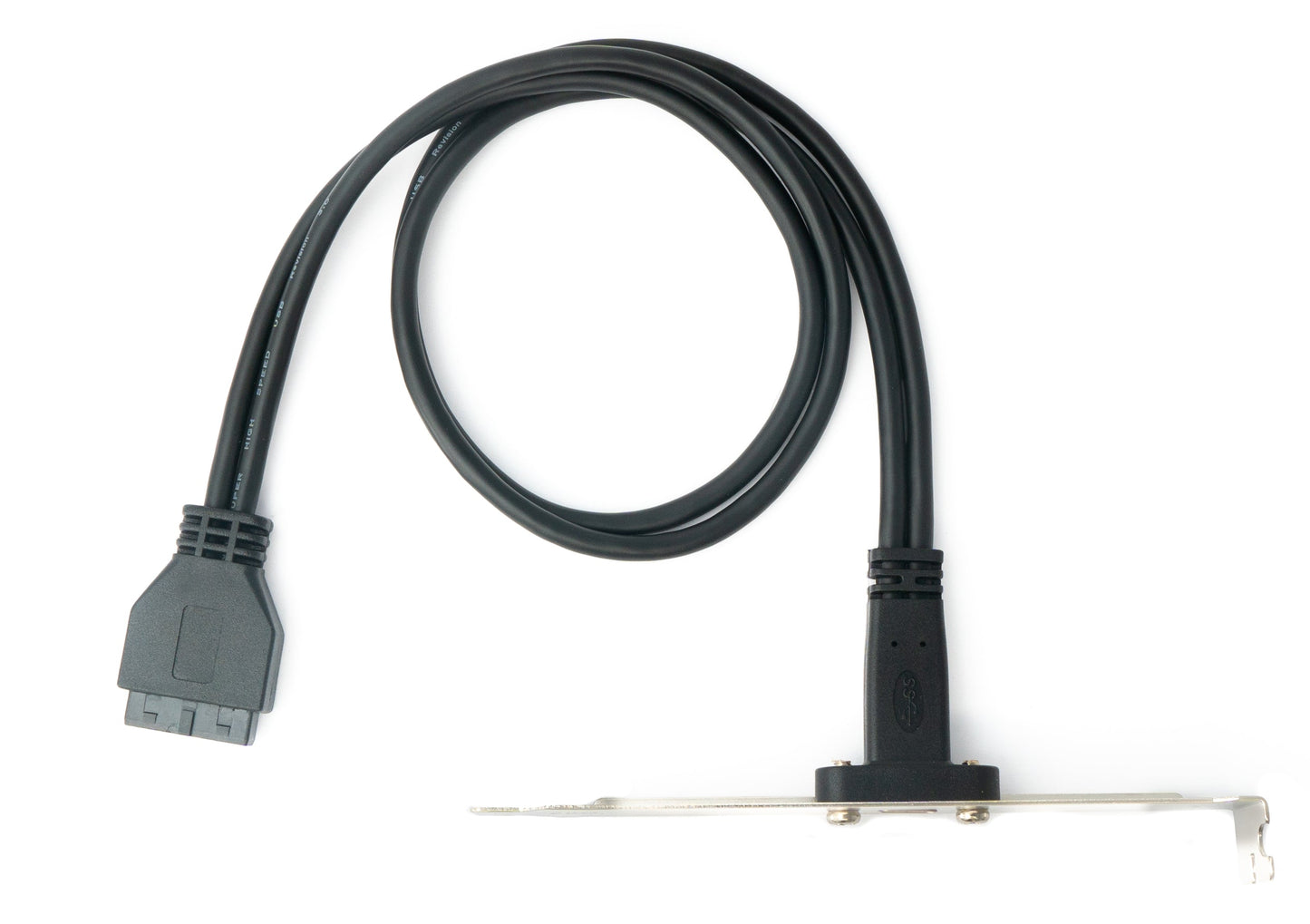 SYSTEM-S USB 3.1 Kabel 50 cm Typ C Buchse zu 20pin PCI Schraube  Kabel in Schwarz