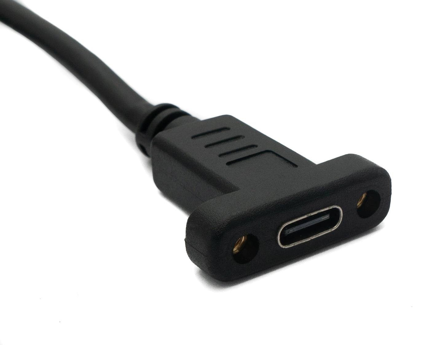 SYSTEM-S USB 3.1 snúra 2 m Type C karlkyns í kvenkyns skrúfuhornssnúra í svörtu