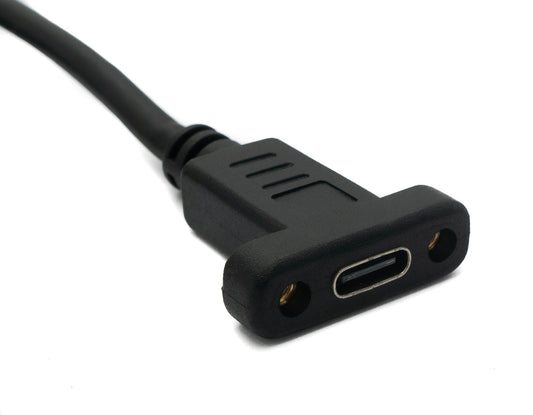 SYSTEM-S USB 3.1 snúra 2 m Type C karlkyns í kvenkyns skrúfuhornssnúra í svörtu