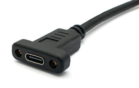 SYSTEM-S USB 3.1 Kabel 2 m Typ C Stecker zu Buchse Schraube in Schwarz